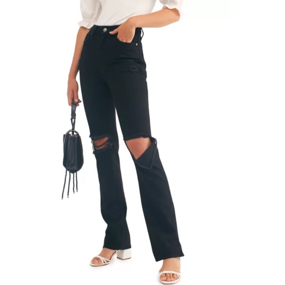Free people My Own Lane distressed black jeans. NWT   Retail 128‎ - Picture 1 of 10
